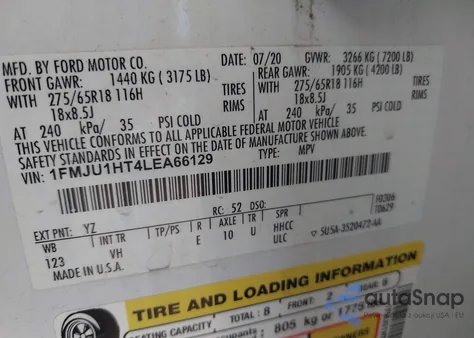 2020 Ford Expedition Xlt from USA, damaged, VIN 1FMJU1HT4LEA66129